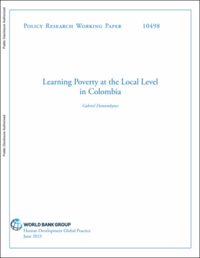 Cover of Learning Poverty at the Local Level in Colombia
