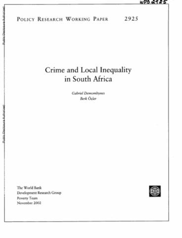 Cover of Crime and Local Inequality in South Africa