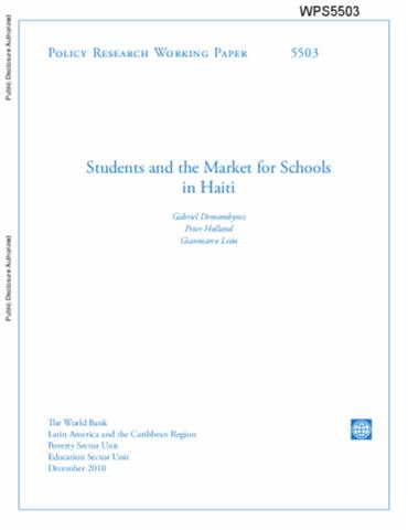 Cover of Students and the Market for Schools in Haiti