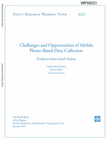 Cover of Challenges and Opportunities of Mobile Phone-Based Data Collection: Evidence from South Sudan